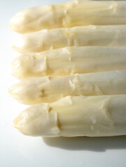 Dutch farmers high quality products, washed and peeled fresh white asparagus, seasonal vegetarian food