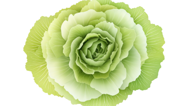 Abstract botanical arrangement of layered green leaves like a flower or cabbage