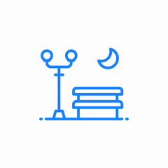 park bench at night icon sign vector