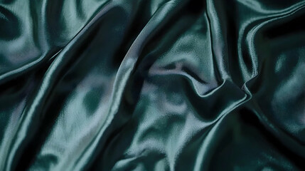 Fototapeta premium Dark teal silk fabric draped elegantly. Background is plain, ideal for luxury product presentation