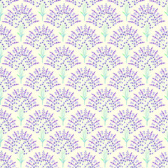 Watercolor lavender flowers bouquet floral seamless pattern