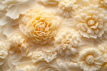 Close-up view of intricate floral carvings.