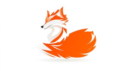 Stylized Fox Illustration with Vibrant Orange and White Colors Ideal for Logos Branding and