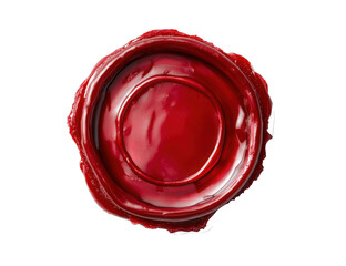 Overhead shot of a shiny red sealing wax with a circular form Black background