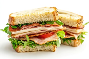 Sandwich, white background. AI generated illustration.