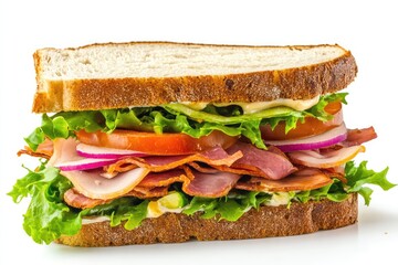 Sandwich, white background. AI generated illustration.