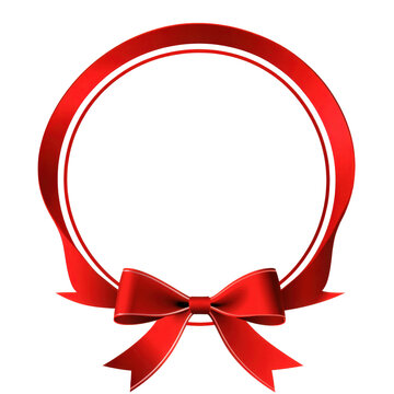 A looping red ribbon frame with a tied bow perfect for festive decorations