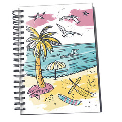 Beach Scene Notebook Tropical Paradise Spiral Notebook Design Cut Out Transparent Png