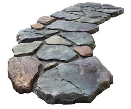Natural stone pathway design ideas for spaces isolated on transparent background