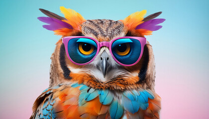 Estores personalizados com sua foto cartoon colorful owl with sunglasses on isolated background created with generative ai