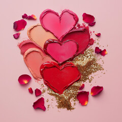  heart made with makeup lipstick texture
