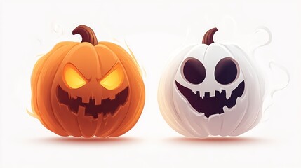 Halloween Pumpkins with Fiery and Ghostly Effects for Festive Designs