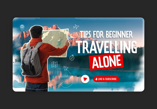 Travel Video Thumbnail Layout with Red Accents