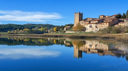 Maderuelo reservoir: ancient village, Segovia, Spain.