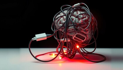 Overloaded Intellect: A Brain Entangled in Wires and Electronic Connections Represents Cognitive Overload