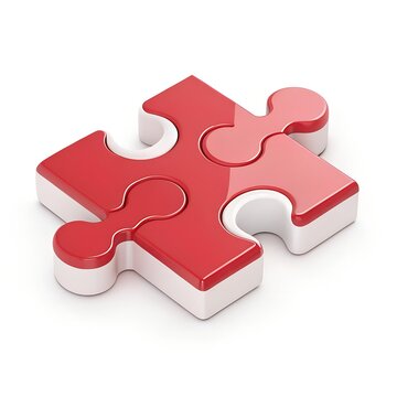 3D Red Puzzle Piece Icon for Problem Solving
