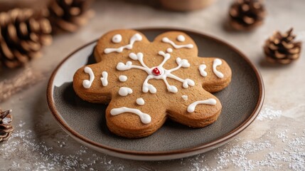 Festive gingerbread treat with copy space.