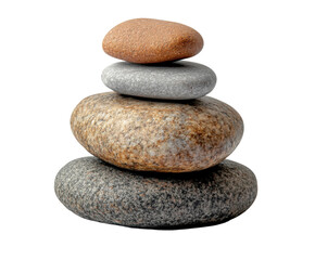Stacked stones symbolizing balance and serenity in nature isolated on transparent background