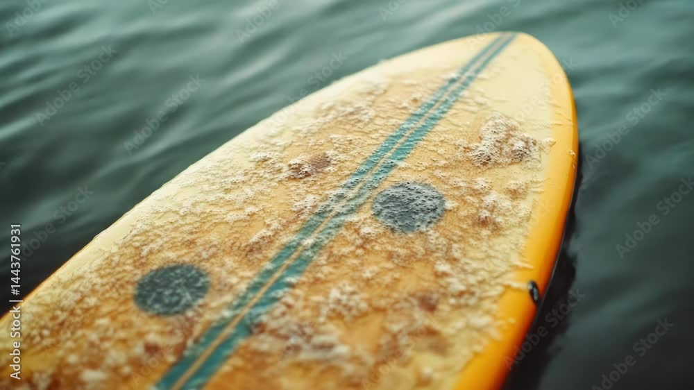 Poster a surfboard floating on calm ocean surface