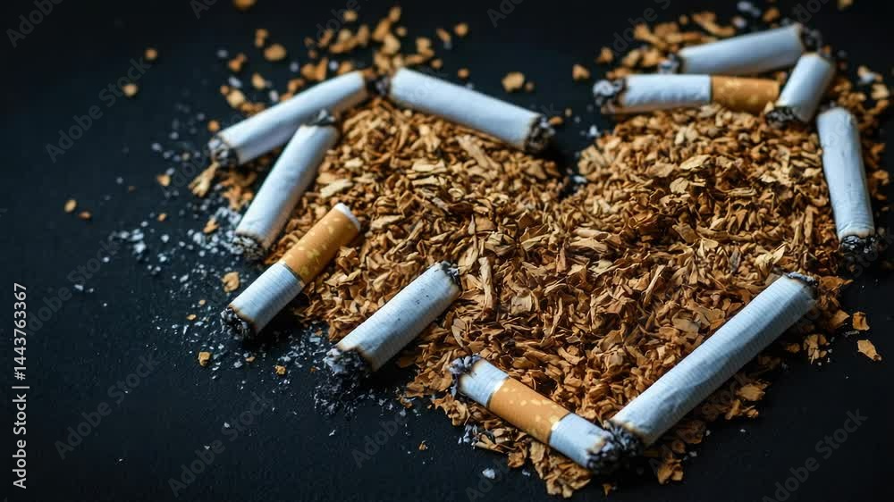 Poster A unique creation featuring a heart made from cigarettes on a dark background