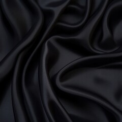 Fototapeta premium Black silk fabric background with folds and shadows, studio photography, used for fashion design and textiles
