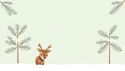 Minimalist Christmas Reindeer Illustration Festive Winter Scene