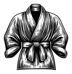 Hand-Drawn Engraving of a Classic Bathrobe with Detailed Lines
