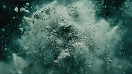 Fototapeta premium Dust explosion, debris with a bluish hue