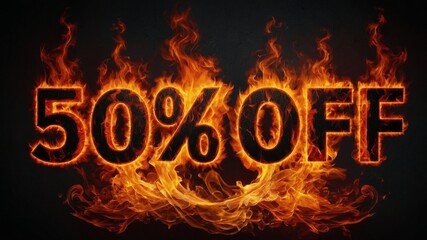 Fiery 50 off sale promotion graphic