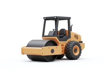 Fototapeta premium Cartoon Road Roller Illustration on White Background