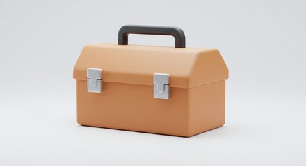 Orange Tool Box on White Background
