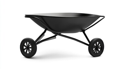 Modern Black Wheelbarrow with Dual Wheels for Gardening and Construction Tasks