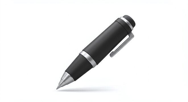 Black Ballpoint Pen on White Background