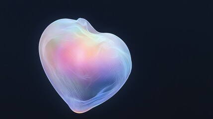 Abstract heart-shaped form with ethereal, translucent lines and vibrant colors.  Soft, glowing light within the shape