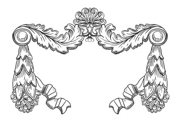 Engraved ornate baroque design element vector illustration