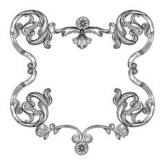 Abstract baroque design element floral frame vector illustration