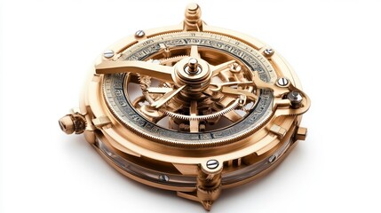Intricate Mechanical Watch Movement with Golden Gears and Precision Engineering