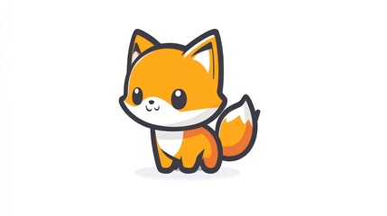 Obraz premium Adorable Cartoon Fox with Big Eyes and Fluffy Tail Perfect for Kids Greeting Cards and Anima