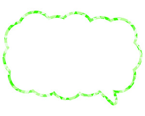 ステンドグラス風吹き出し　三角形模様　細長い雲形