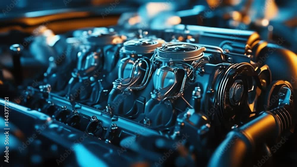 Aufkleber A detailed view of a car engine with various components visible