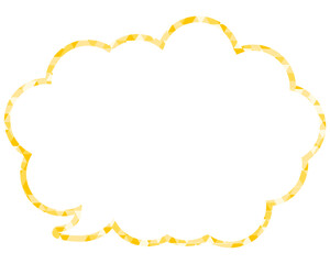 ステンドグラス風吹き出し　三角形模様　丸みのある雲形