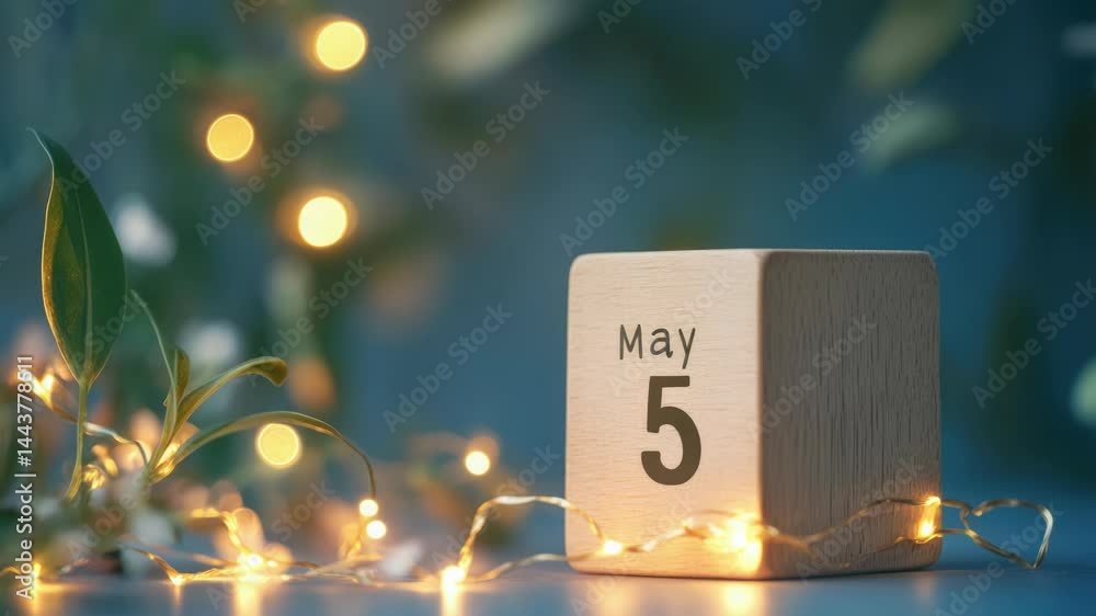Aufkleber a wooden block with the number 5, suitable for various uses