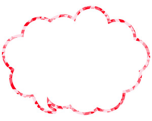 ステンドグラス風吹き出し　三角形模様　丸みのある雲形