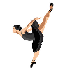 girl ballerina in black in dance pose vector
