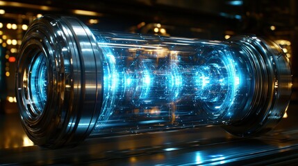 Glowing energy inside a metal cylinder device object