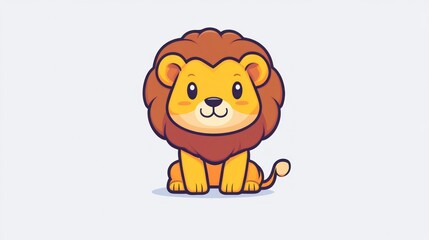Fototapeta premium A cute cartoon lion with a fluffy mane perfect for childrens books educational materials an