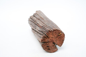 Brown Wooden Stick Isolated on White Background