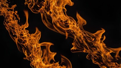 Close up of flames with orange and yellow hues against a dark background