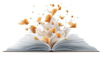 Open book with magic light.Al generated art illustration.