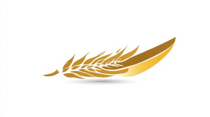 Fototapeta premium Golden Feather Design with Wheat Elements for Nature and Agriculture Themes
